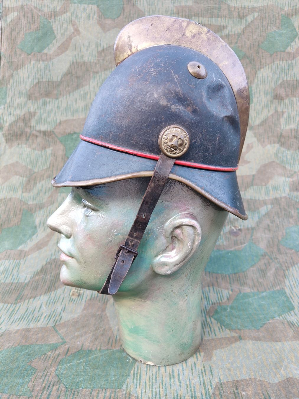 Pompieri: Helm Feuerwehr um 1920, Grösse 53 – Usato da Bauma venduto da SwissMilitaria 2