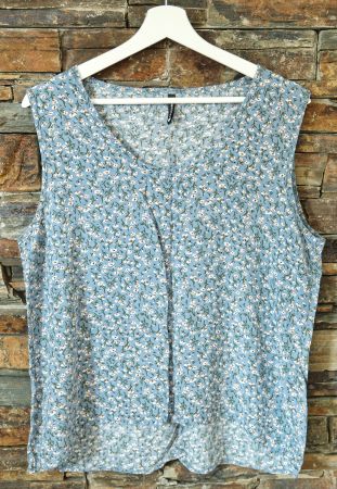 Top Gr. L Chicorée hellblau Blumenmuster