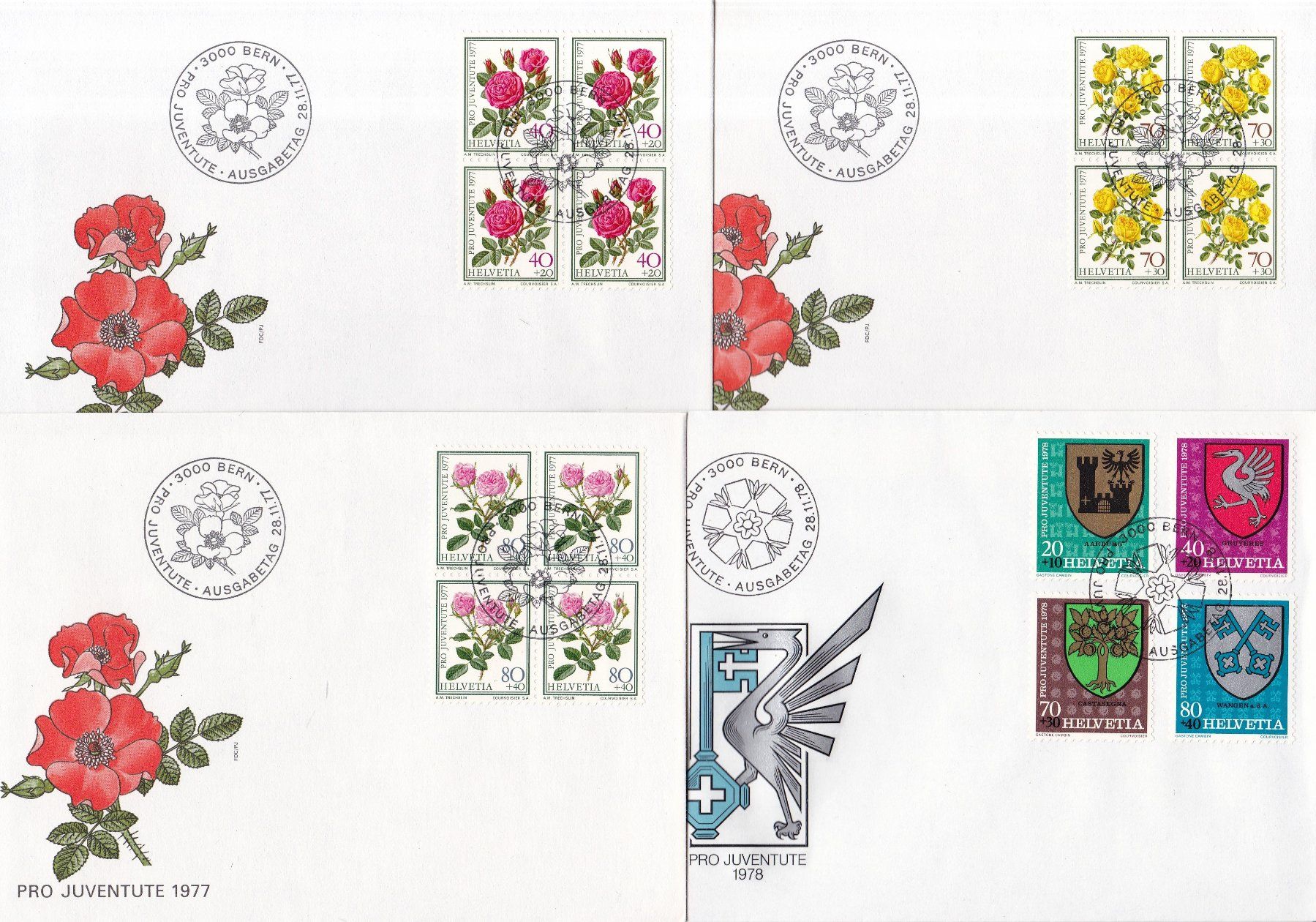 Alle Briefmarken: 54 Stk. Pro Juventute FDCs ab 1958 – Gebraucht aus Münchwilen AG von Nesar 7