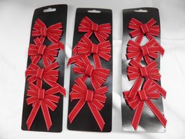 3 x 4er Sets kleine rot-weisse Maschen Deko Weihnachten