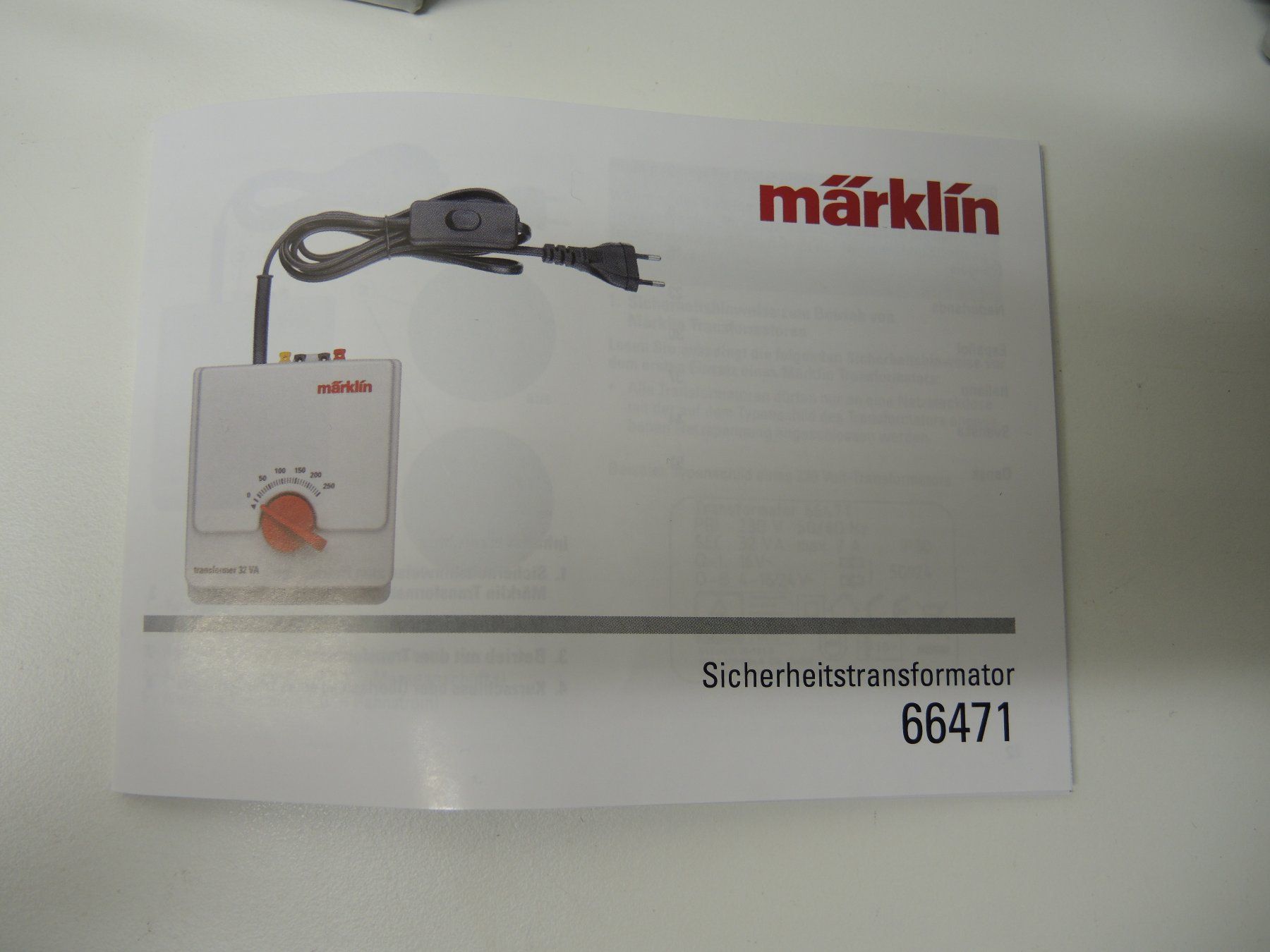 Märklin Modellini di ferrovie: Märklin 66471 Fahrtrafo – Nuovo e nell'imballaggio originale da Dagmersellen venduto da fis_9hty 1