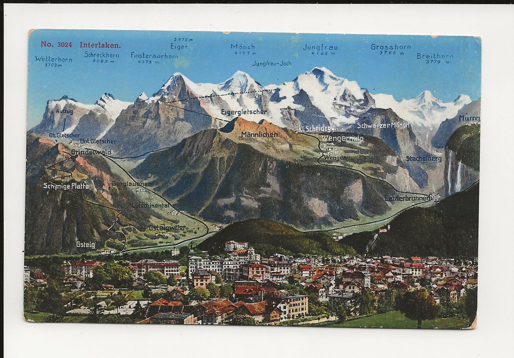 Cartoline postali: AK ca.1920 Interlaken Panorama – Usato da Greifensee venduto da 315WDO