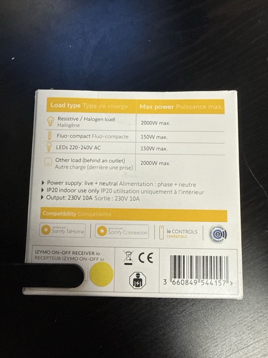 Somfy Sistema di controllo: Somfy Izymo On-Off Receiver IO – Nuovo e nell'imballaggio originale da Zürich venduto da ferbcn 1