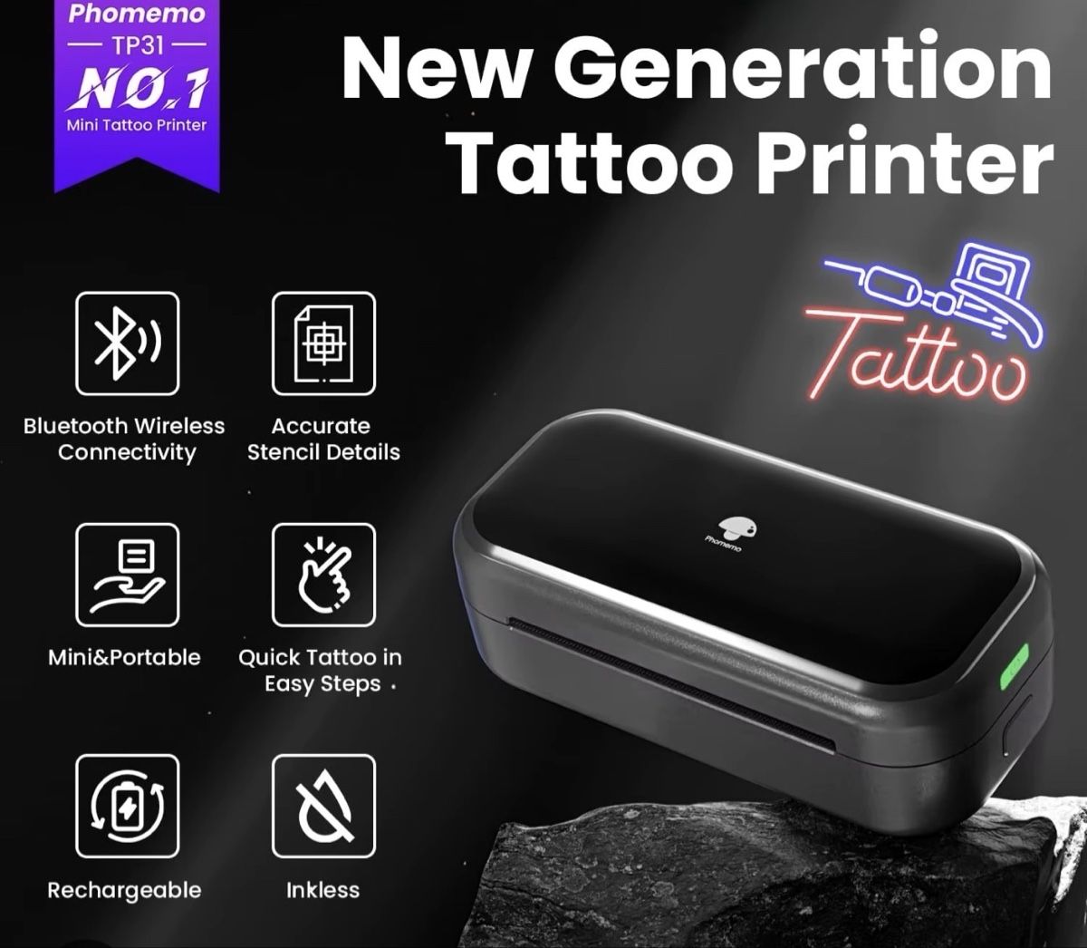Drucker: Imprimante Tattoo Phomemo TP31 avec Mini STENCIL STUFF – Neu und originalverpackt aus Le Landeron von ANDREAA02