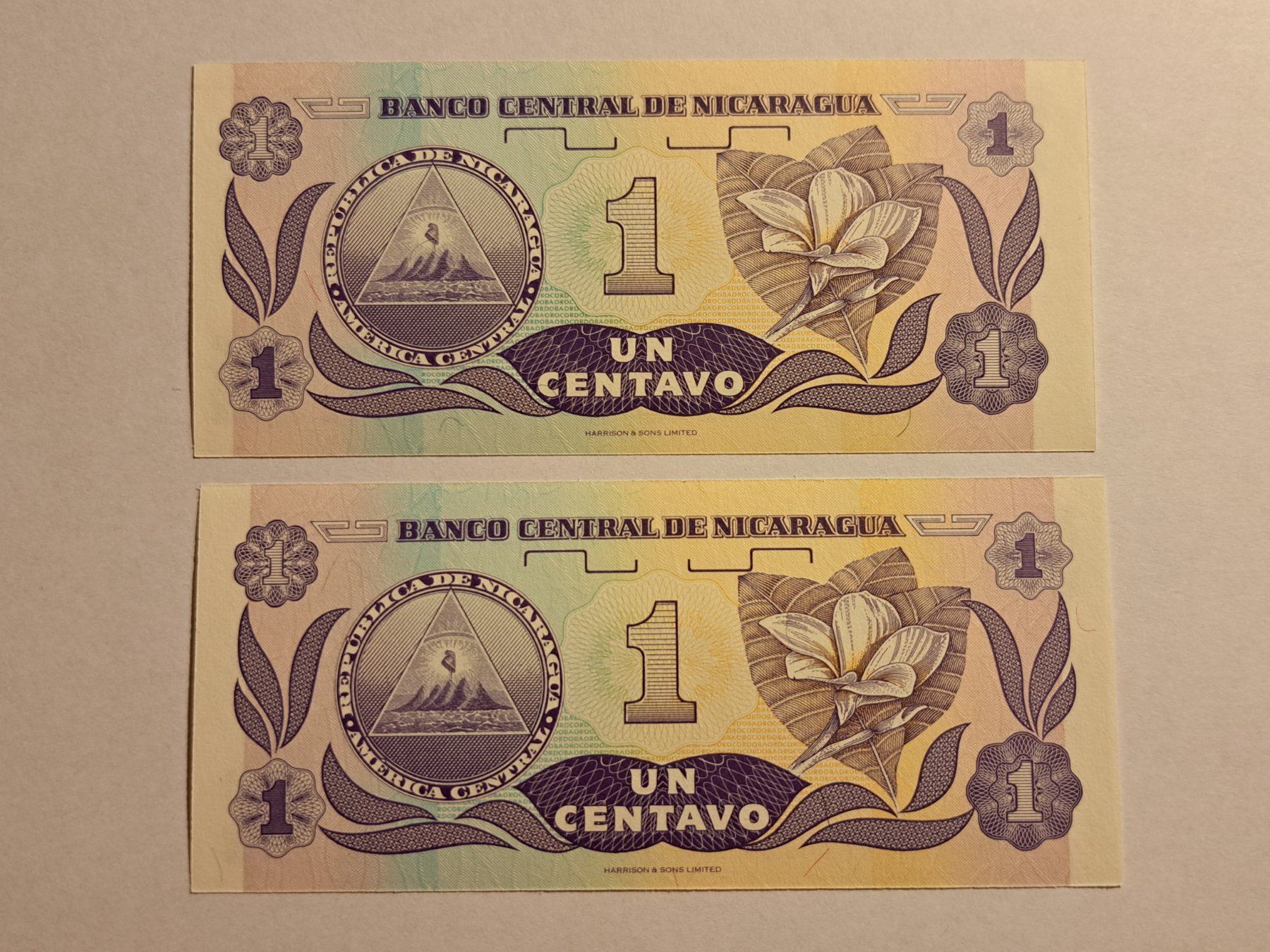 Banconote: NICARAGUA - 2x 1 Centavo UNC – Nuovo (secondo la descrizione) da Wichtrach venduto da LuckyLuke69 2
