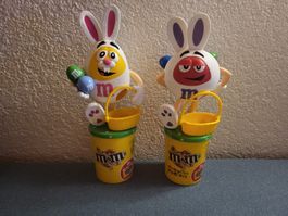 2 süsse M&M's Osterhasen Figuren, Dispenser, Sammlerstücke