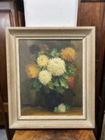 Tableau vintage signé Molina, nature morte florale unique!