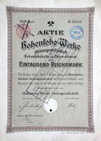Hohenlohe-Werke AG, Hohenlohehütte - 1909