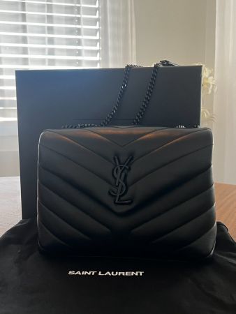 Handtasche YSL "Loulou" Medium - schwarz/schwarzes Logo
