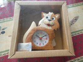 Réveil Chat en Bois - Déco Chambre Enfant