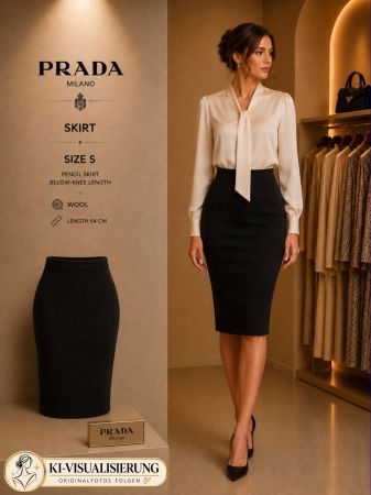 Prada Wollrock / Bleistiftrock Schwarz – Gr. S