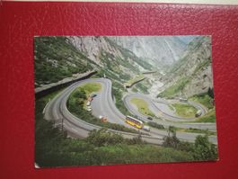 Schöllenenschlucht Uri Postauto mit Anhänger 1974