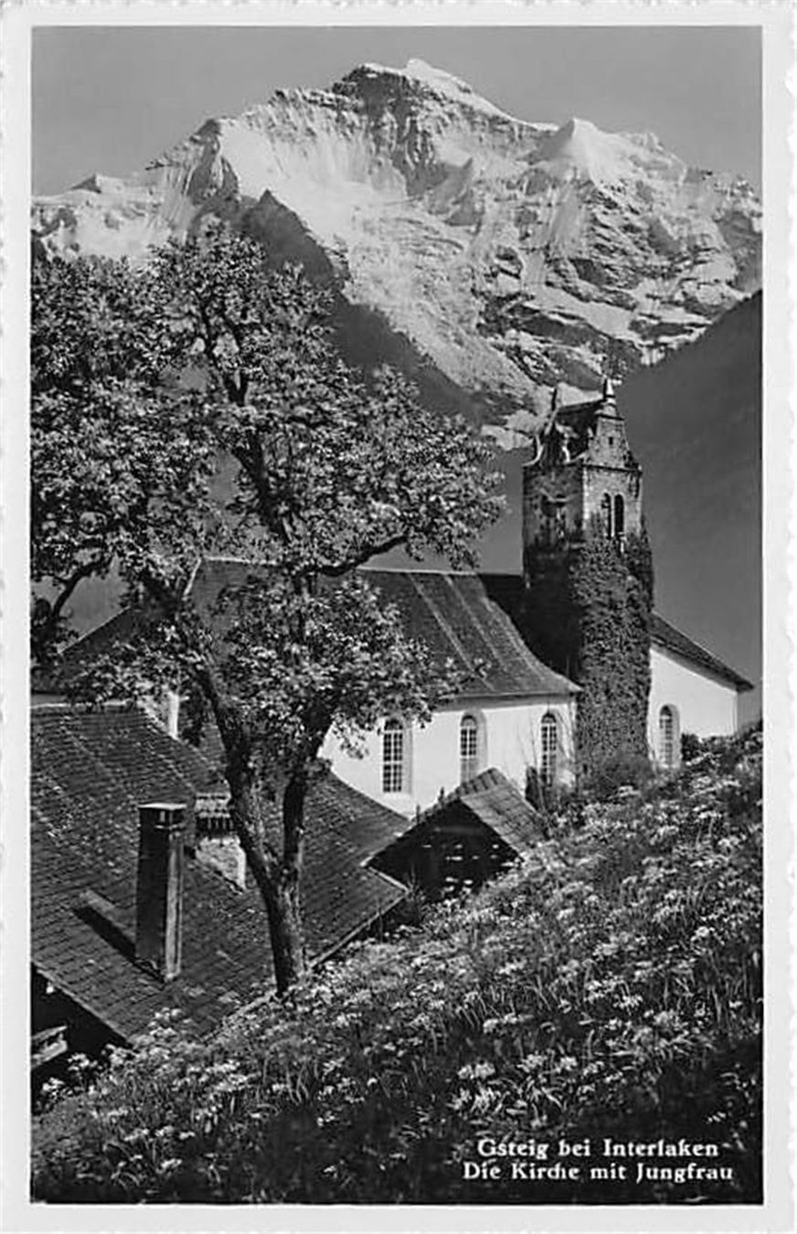 Cartoline postali: Gsteig, Kirche mit Jungfrau – Usato da Ottikon b.Kemptth. venduto da Neptun1974