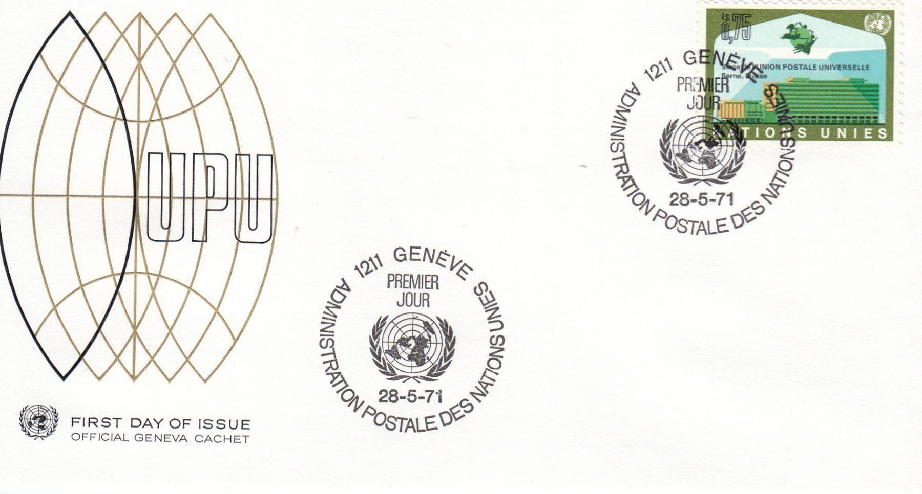 Tutti i francobolli: 1971 5 FDC Admin. Postale UNO Genève – Usato da Spreitenbach venduto da Mustang_1105 1