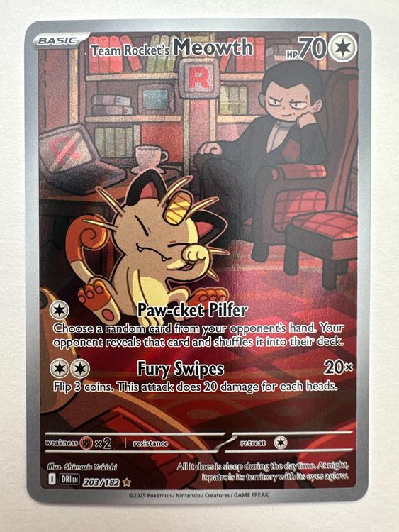 Team Rocket's Meowth #203 Pokemon Destined Rivals ENG - NM (Neu (gemäss ...