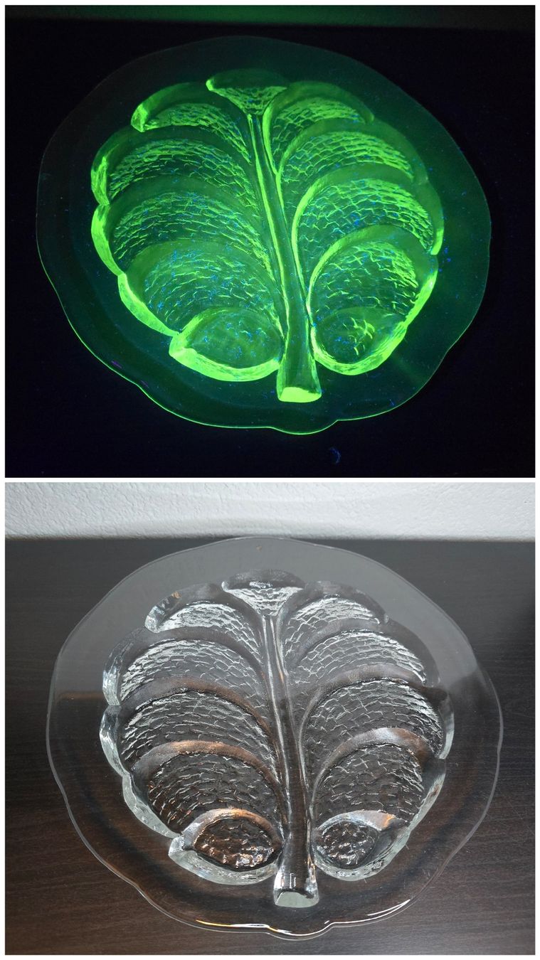 Piatti di portata: Tortenplatte Orrefors Eden Leaf von Lars Hellsten Uranglas – Usato da Flamatt venduto da Tyrael01