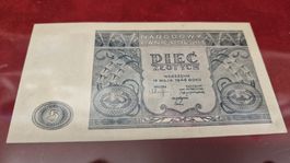 Seltene 5 Zloty Banknote Polen 1946,