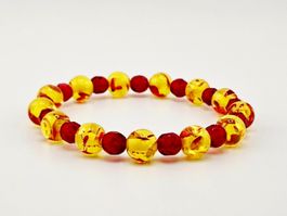 Damenarmband Bracelet Glasperlen Gelb/Rot