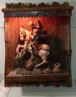 Holzrelief Heiliger Georg, Wandbild mit Beleuchtung (nov267)