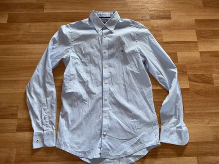 Tommy Hilfiger Hemd Herren Gr. S Slim Fit Stretch Blau hell