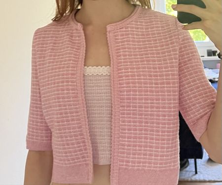 Strickjacke Zara set rosa kariert