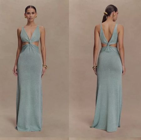 NEU, UNGETRAGEN! Meshki Metallic Knit Maxi Dress Aqua, Gr. L