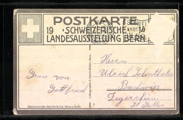 Cartoline postali: Bern, Schweizerische Landesausstellung 1 – Usato da Berlin venduto da bartko-reher 1