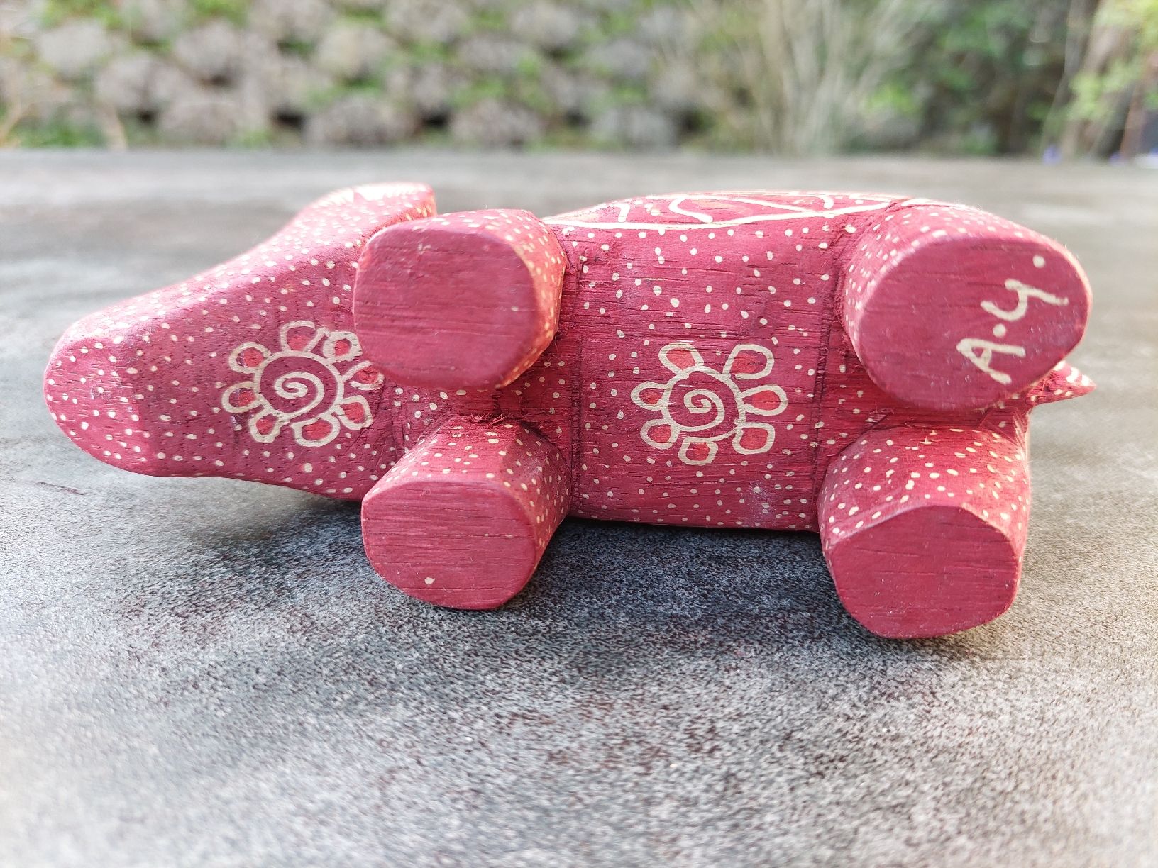 Figuren: Indonesisches Holz Nashorn, handgeschnitzt – Gebraucht aus Brunnen von Livianda 3