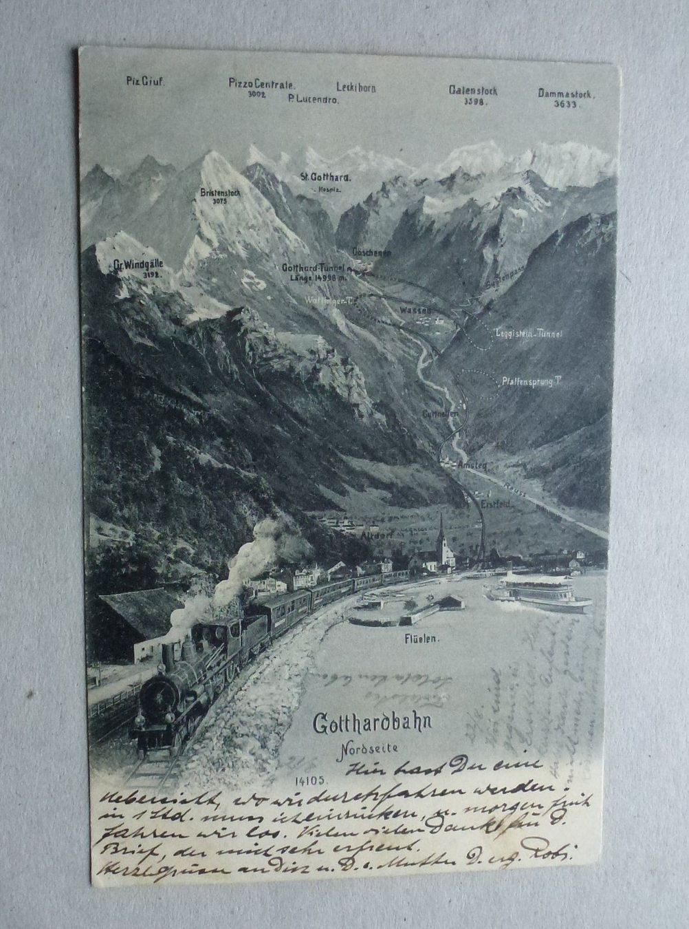 Cartoline postali: AK Gotthardbahn Nordseite gest. 1904 – Usato da Walkringen venduto da Casablanca777