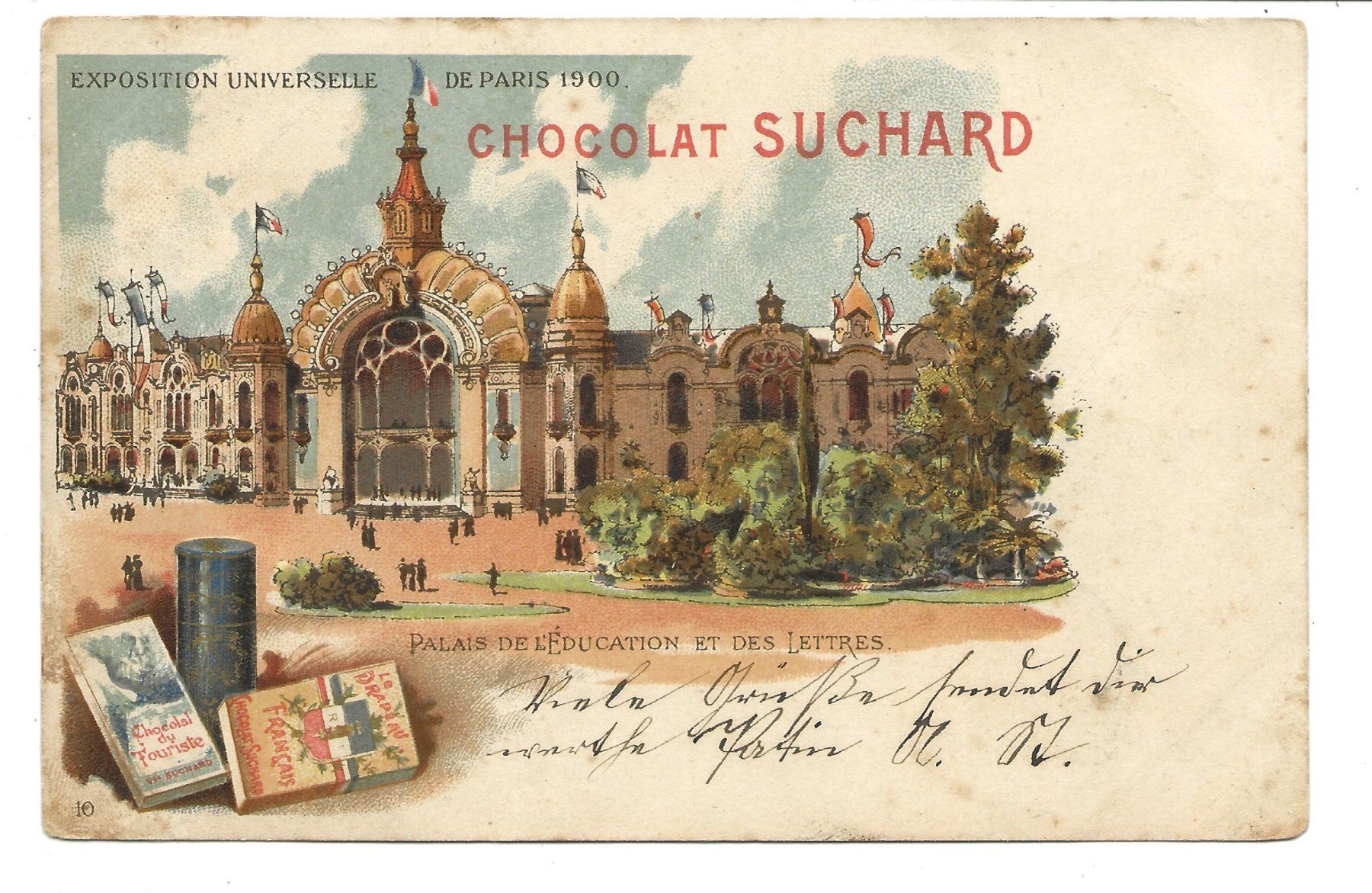 Ansichtskarten: Werbung: Chocolat Suchard - Exposition de Paris - Litho 1900 – Gebraucht aus Engelburg von Cartophil
