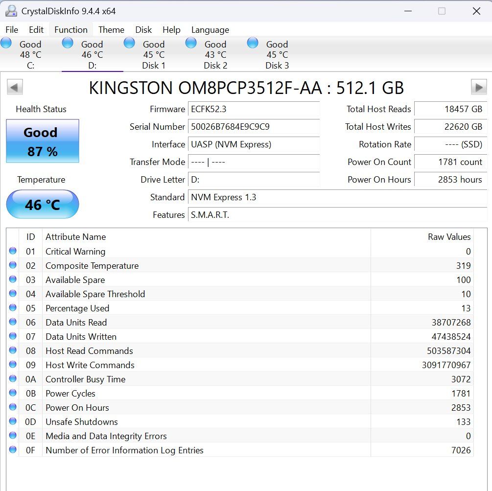 Kingston Harddisks: SSD NVMe Kingston 512 GB – Gebraucht aus Lausanne von Super_IT 2