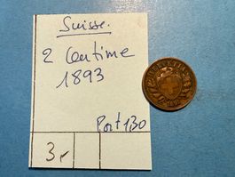 SUISSE : 2 CENTIMES 1893