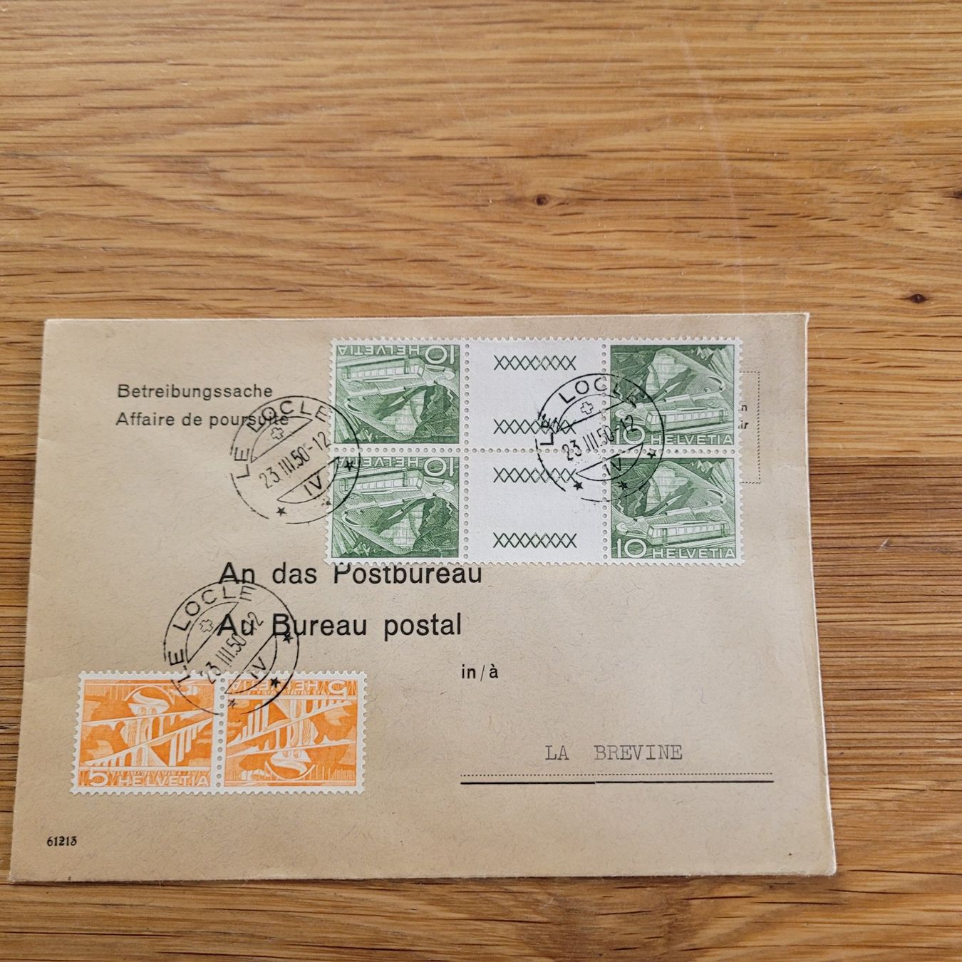 Tutti i francobolli: Dokument Le Locle 1950 La Brévine – Usato da Biel/Bienne venduto da Destockweb