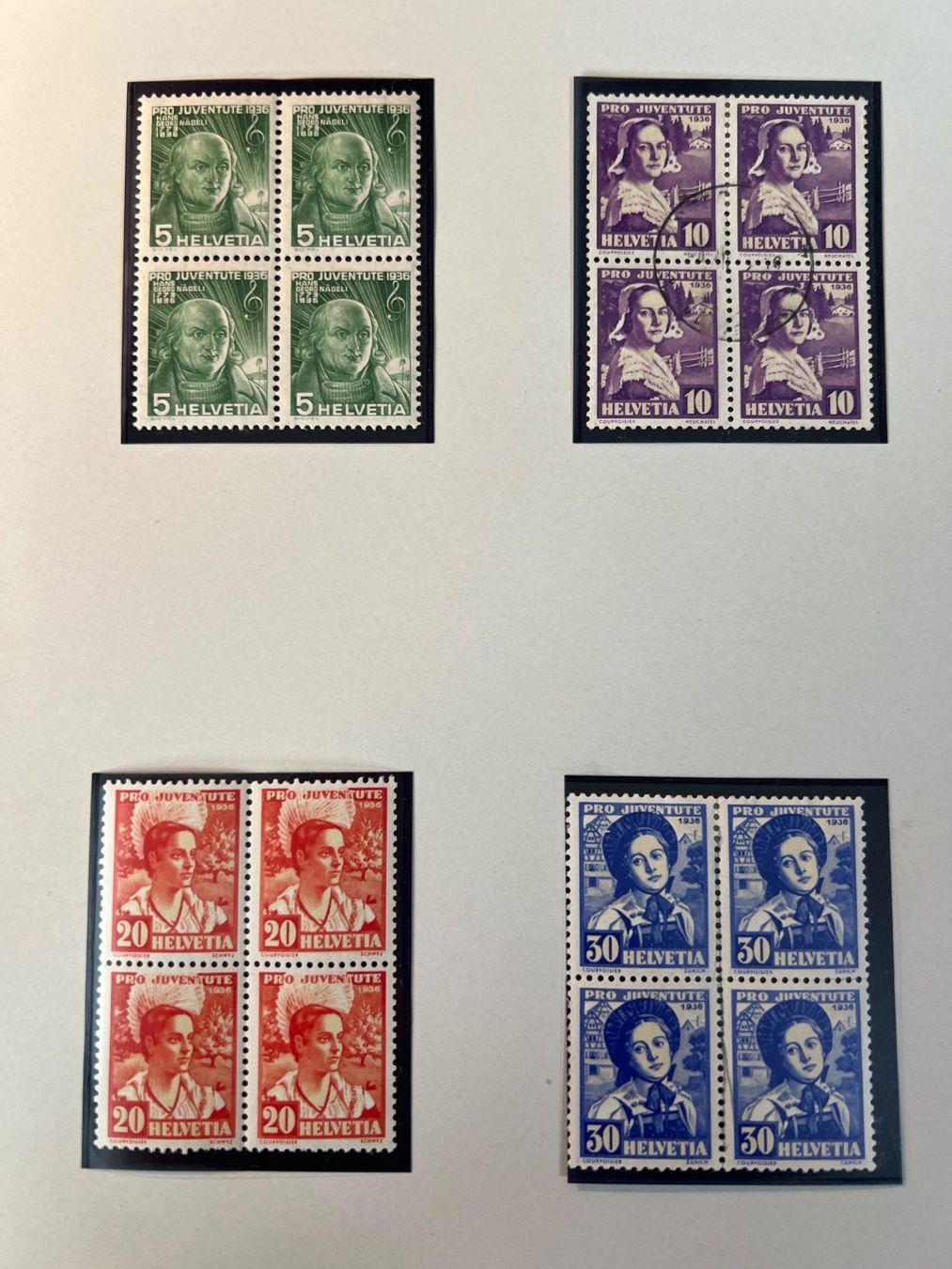 Tutti i francobolli: Pro Juventute, 1929 bis 1938, Viererblocks – Usato da Oberhasli venduto da Sicurezza 7