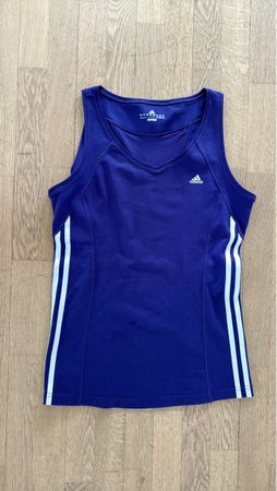Damen Adidas Sporttop, Lila mit Streifen, Grösse 42
