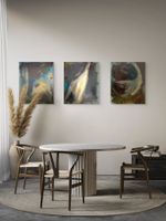 Abstraktes Kunstwerk, 3er Set 60x50cm, Öl auf Leinwand