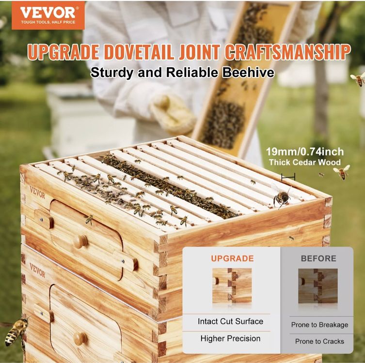 VEVOR Zander Beute 5x10 Rähmchen Bienenbeute 55,88x41,40x98,20cm