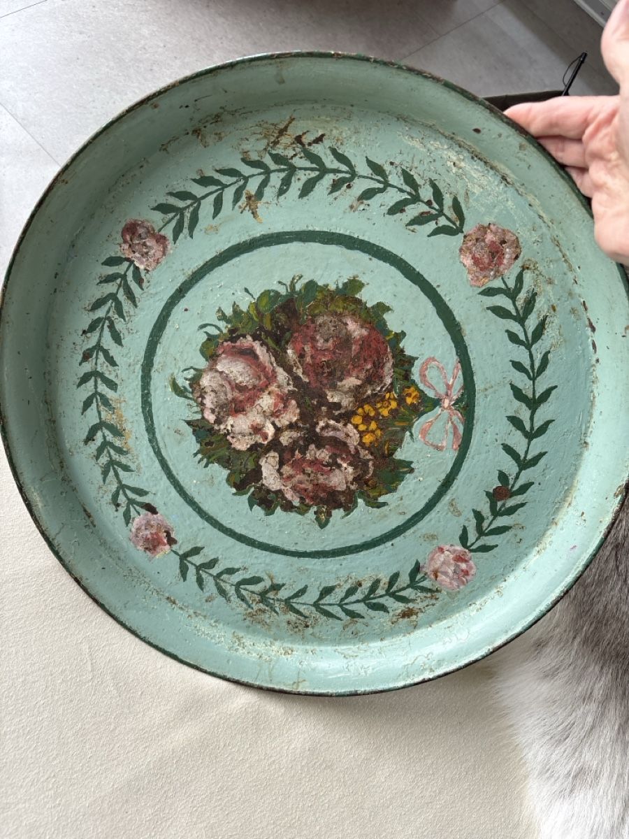 Piatti di portata: Vintage Serviertablett mit Rosenmuster, Shabby Chic! – Usato da Krattigen venduto da Landado