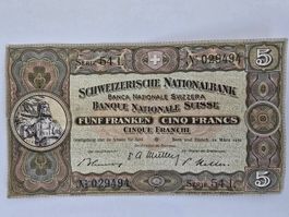 5-Schweizer-Franken-Note 1952 Série 54L