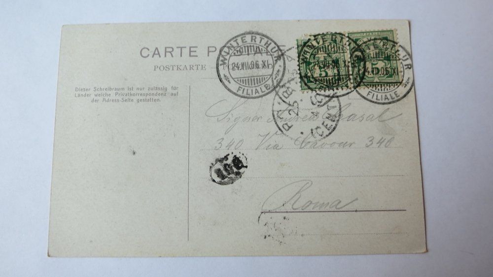 Cartoline postali: Winterthur - Bruderhaus - Eschenberg - 1906 – Usato da Jona venduto da centumprata 1