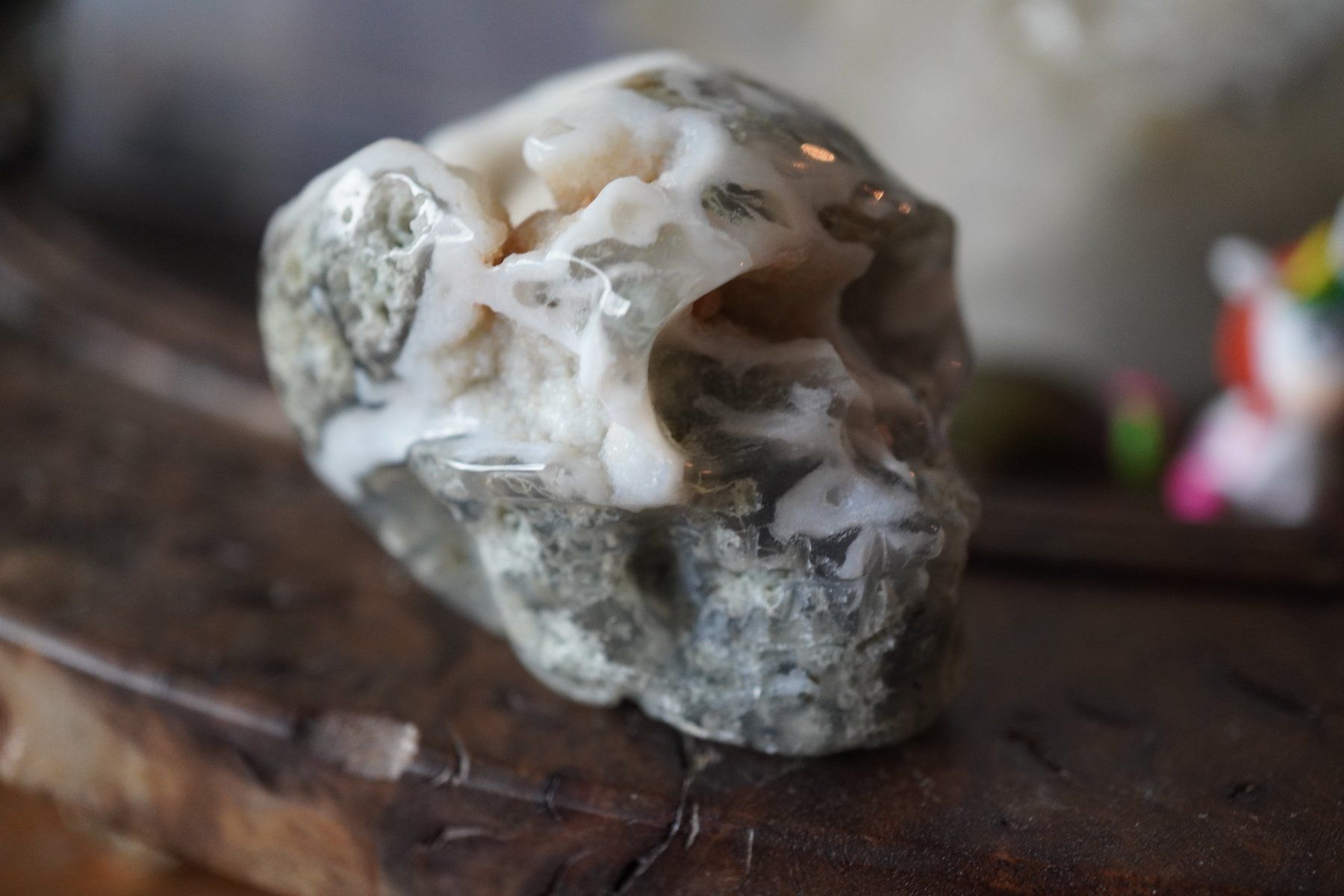 Minerali & Pietre curative: Moos Achat Drusen  Skull     "TOPSTONE" – Nuovo e nell'imballaggio originale da Eschenbach SG venduto da topstone 8