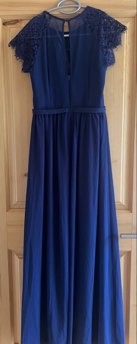 Vestiti: Elegantes dunkelblaues Spitzen-Abendkleid – Usato da Derendingen venduto da Laubfleckerli