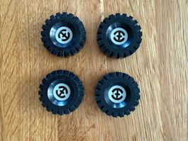 4x LEGO Technic Räder 24x8 mm Weiss/Schwarz – 3482c01