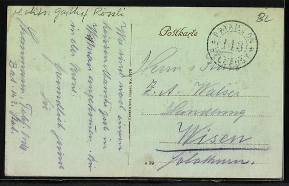 Cartoline postali: Wintersingen, Gasthof von J. Muster mit  – Usato da Berlin venduto da bartko-reher 1