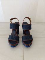 Louis Vuitton Keilabsatz Sandalen Denim/Leder Gr. 37.5, Neu!