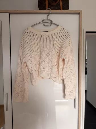 Damen Pullover Zara Lochstrick creme Grösse S neuwertig