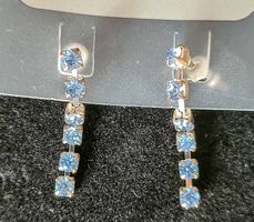 Ohrringe Strasssteine hellblau, Modeschmuck