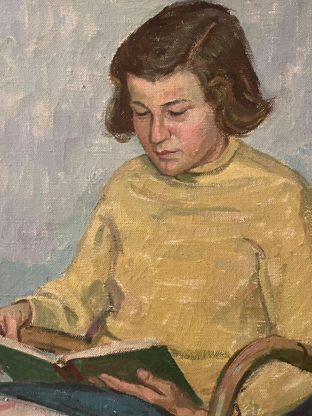 Dipinti: Karl Bürkli - Ölgemälde: Mädchen liest ein Buch, signierte – Usato da Basel venduto da Kaffee_und_Kunst 7