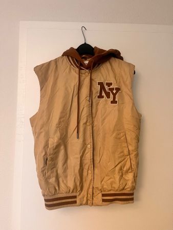 bomber sans manche NYC beige satiné avec capuche Taille S