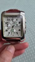 Chronograph Uhr King Quartz Edelstahl Lederband 